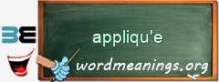 WordMeaning blackboard for appliqu'e